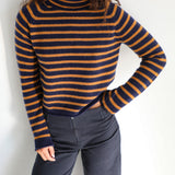Stripes Knit Sweater Blue & Camel