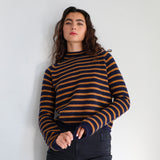 Stripes Knit Sweater Blue & Camel