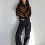 Stripes Knit Sweater Blue & Camel