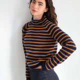 Stripes Knit Sweater Blue & Camel