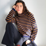 Stripes Knit Sweater Blue & Camel