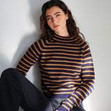 Stripes Knit Sweater Blue & Camel