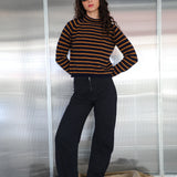 Stripes Knit Sweater Blue & Camel