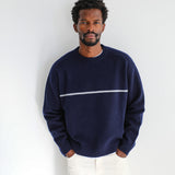 Line Round Knit Sweater Dark Blue