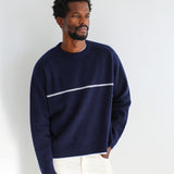 Line Round Knit Sweater Dark Blue