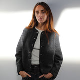 Wool Coat Buttons Dark Grey