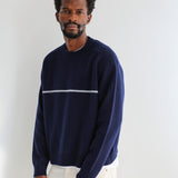 Line Round Knit Sweater Dark Blue