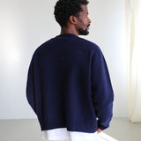 Line Round Knit Sweater Dark Blue
