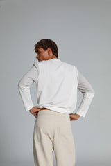 Trendy Contrast T-Shirt White & Grey