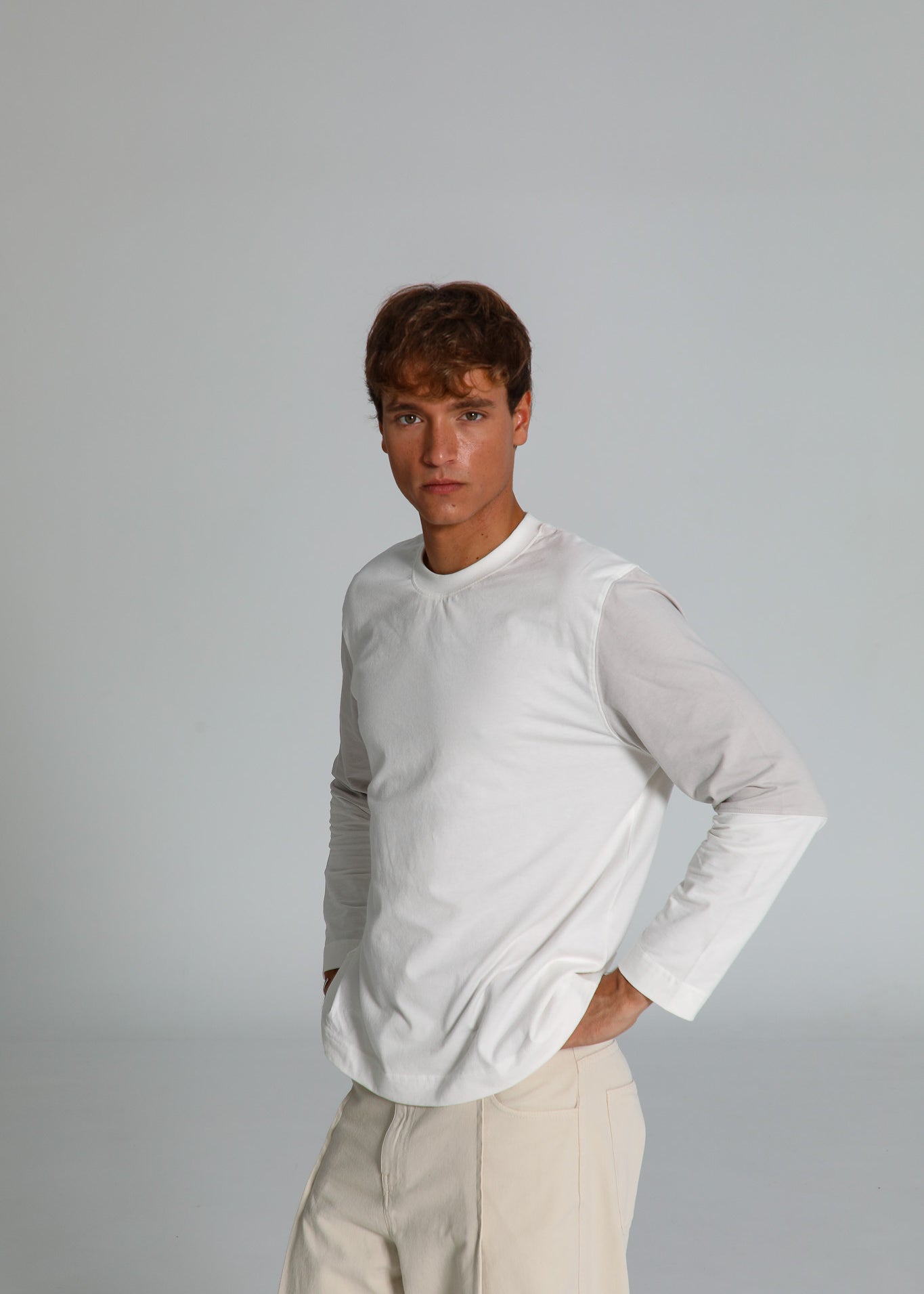 Trendy Contrast T-Shirt White & Grey
