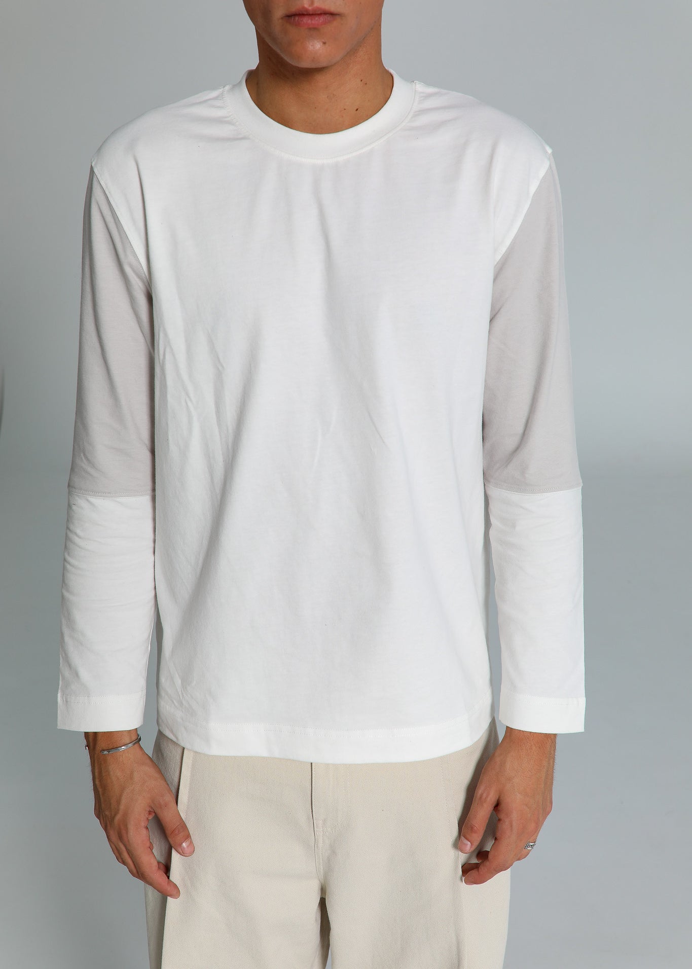 Trendy Contrast T-Shirt White & Grey