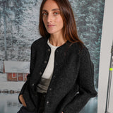 Wool Coat Buttons Dark Grey