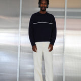 Line Round Knit Sweater Dark Blue
