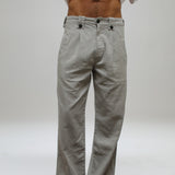 Modern Pleated Linen Pants Beige