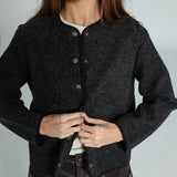 Wool Coat Buttons Dark Grey
