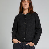Wool Coat Buttons Dark Grey