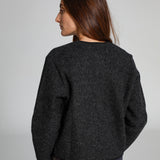 Wool Coat Buttons Dark Grey