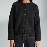 Wool Coat Buttons Dark Grey