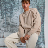 Buttons Knit Sweater Beige