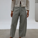 Barrel Linen Pants Light Green
