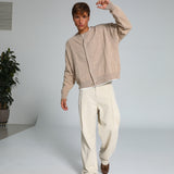 Buttons Knit Sweater Beige