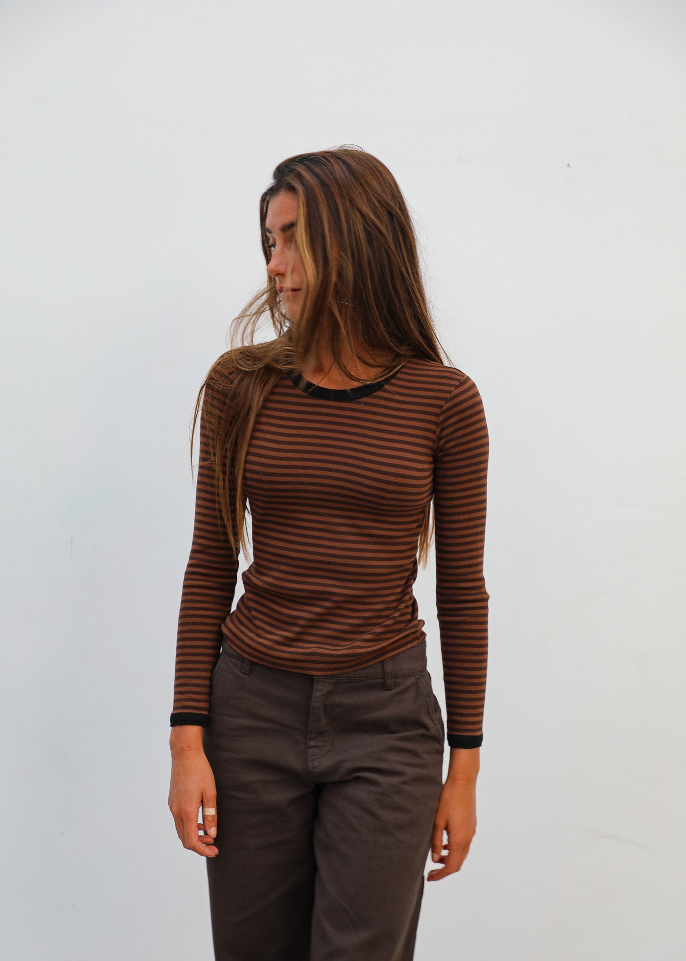 Long Trendy Stripes Black & Brown