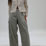 Barrel Linen Pants Light Green