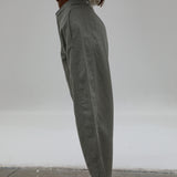 Barrel Linen Pants Light Green