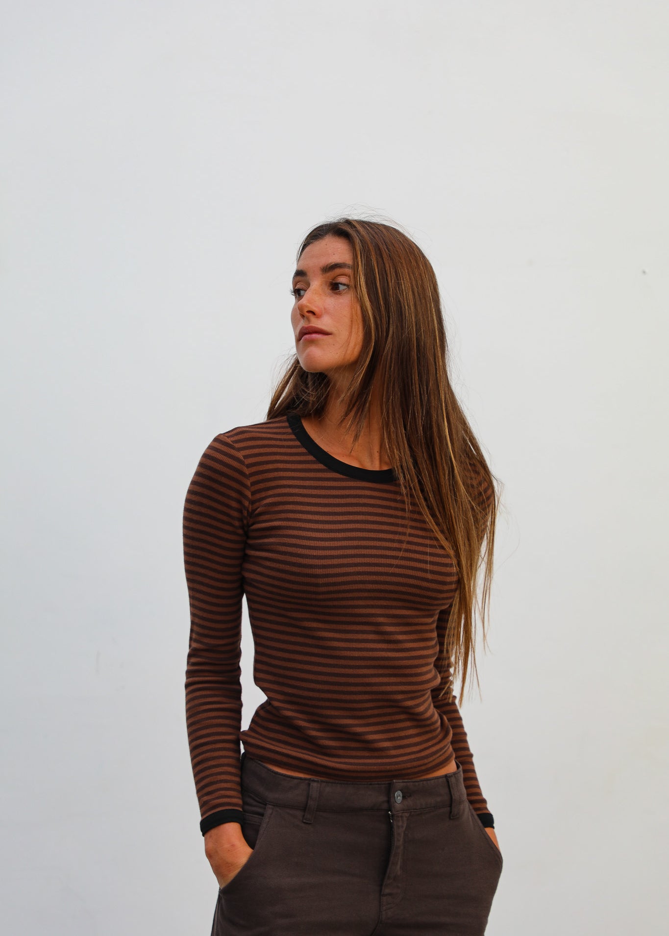 Long Trendy Stripes Black & Brown