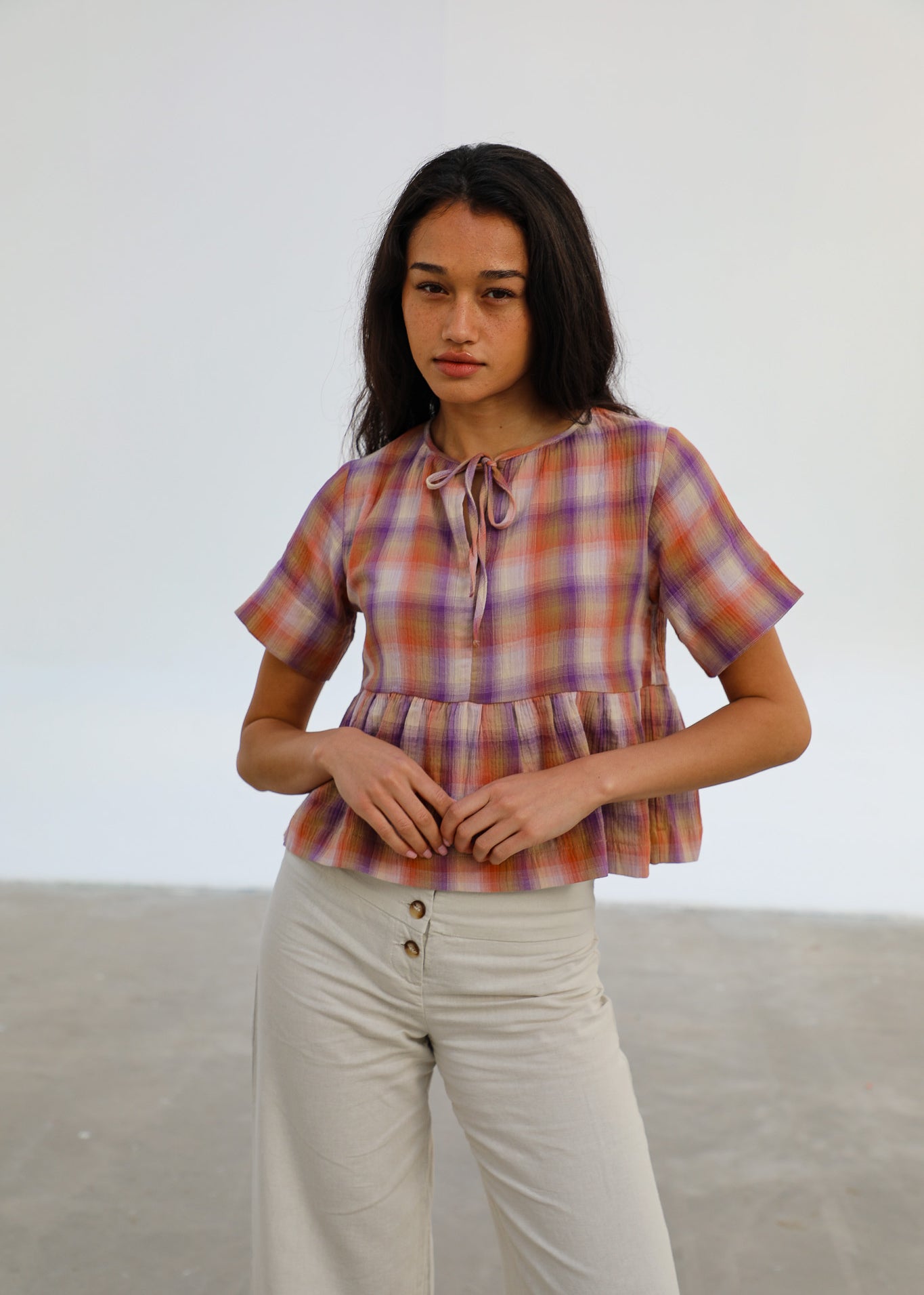 Square Blouse Pink & Orange