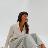 Barrel Linen Pants Light Green
