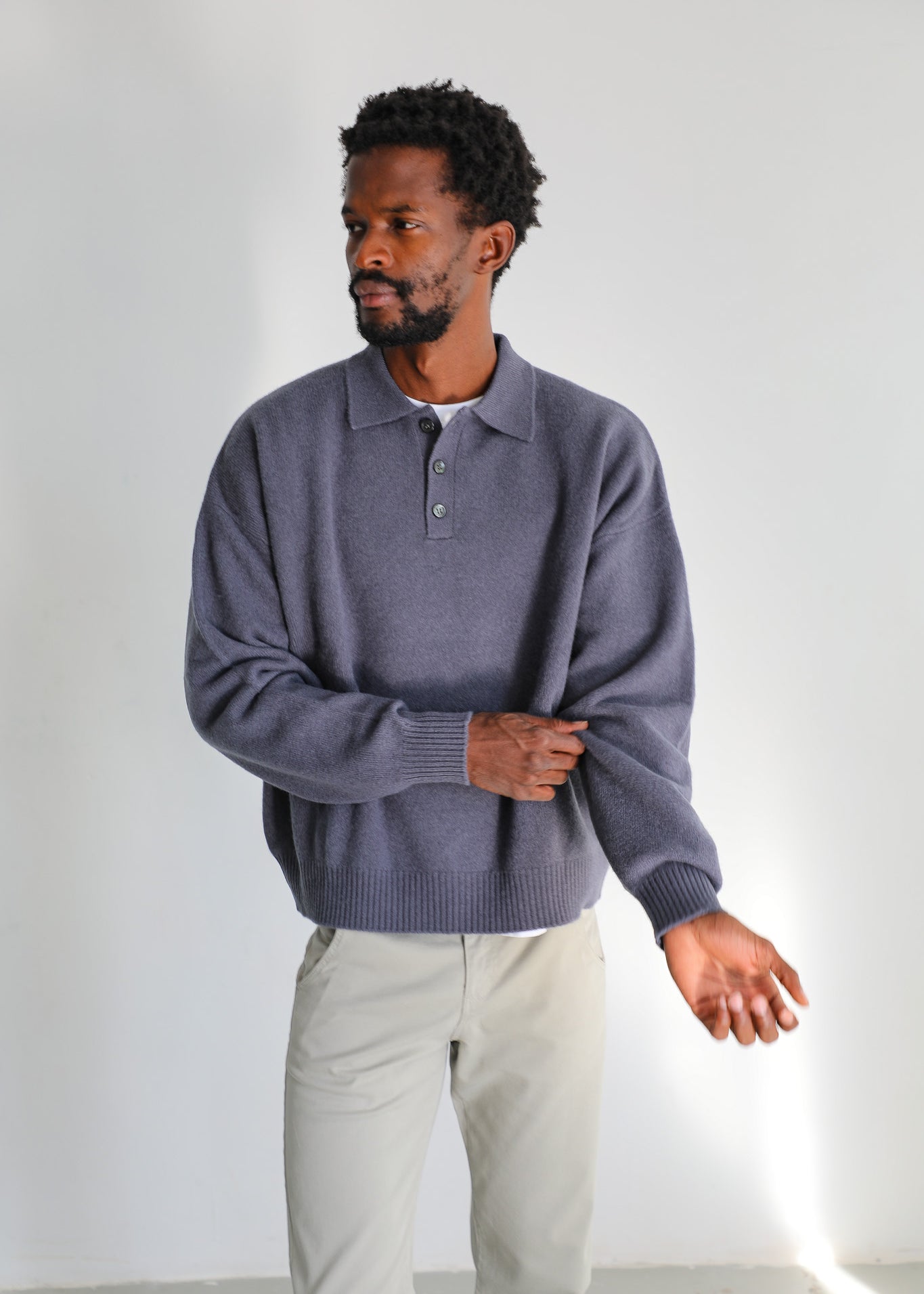 Classic Polo Knit Sweater Dark Blue