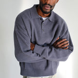 Classic Polo Knit Sweater Dark Blue