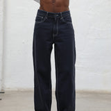 Wide Denim Seams Pants Navy
