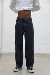 Wide Denim Seams Pants Navy