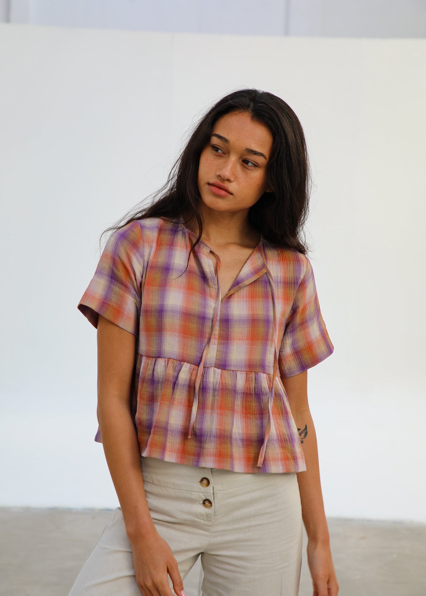 Square Blouse Pink & Orange