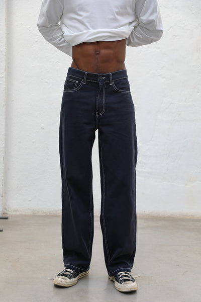 Wide Denim Seams Pants Navy – Ramsos