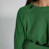 Zip Knit Sweater Green