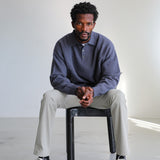 Classic Polo Knit Sweater Dark Blue