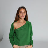 Zip Knit Sweater Green