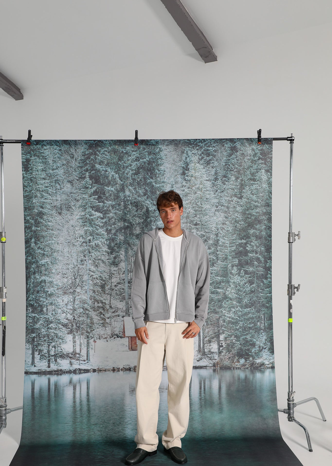 Double Zip Hoodie Light Grey