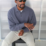 Classic Polo Knit Sweater Dark Blue