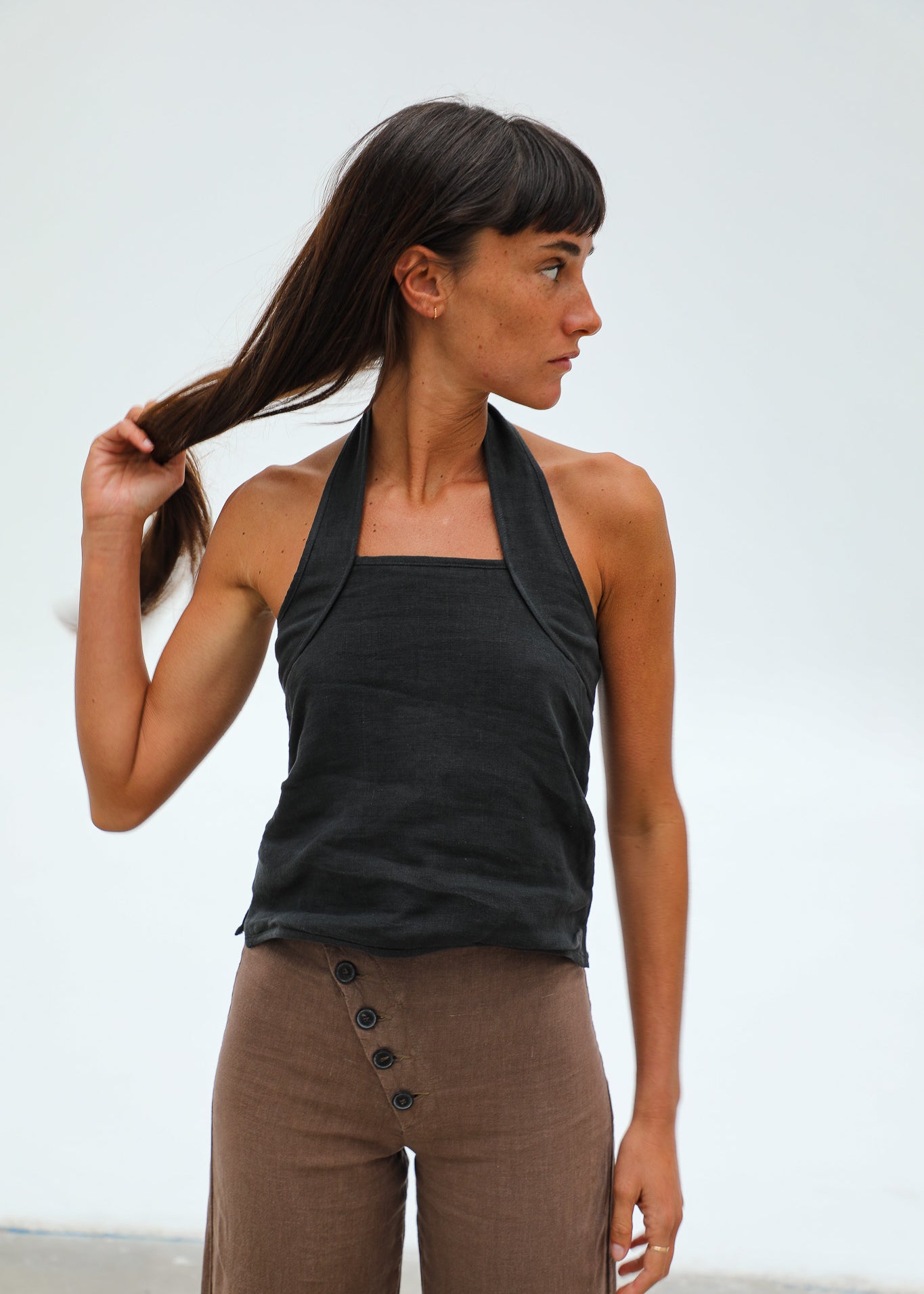 Linen Corset Top Navy