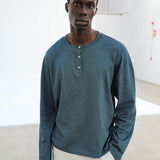 Long Trendy Buttons T-Shirt Stripes Blue