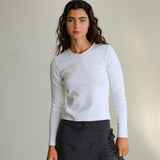 Long V-Neck T-Shirt White