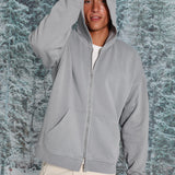 Double Zip Hoodie Light Grey