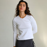 Long V-Neck T-Shirt White