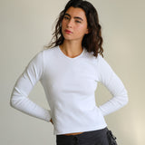 Long V-Neck T-Shirt White