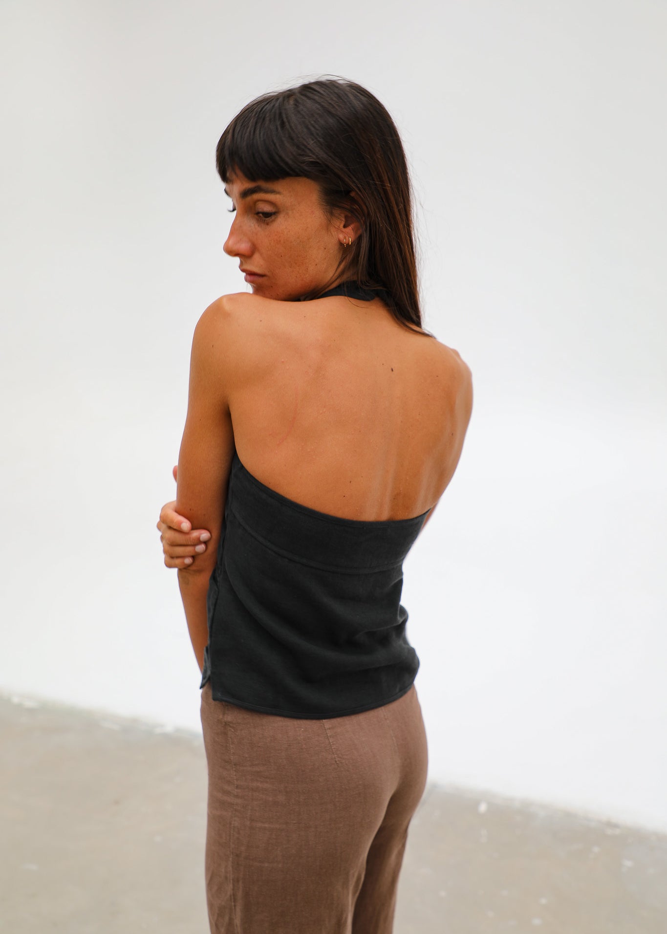 Linen Corset Top Navy