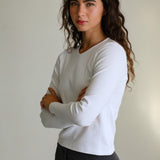 Long V-Neck T-Shirt White